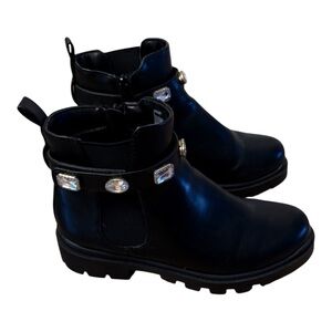 Steve Madden Black Combat Boots with Silver Accents